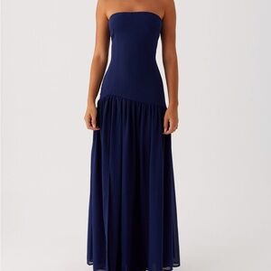Peppermayo Navy Strapless Maxi Dress